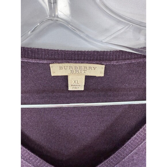 Burberry Brit Men’s 100% Extra Fine Merino Wool Sweater - Purple Size XL - Picture 3 of 6